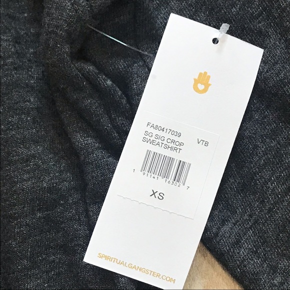 Spiritual Gangster Logo Dark Gray Crop Sweatshirt - Picture 8 of 12